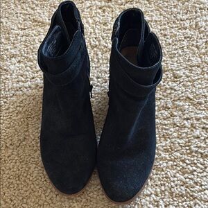 Giani Bernini Black Leather Ankle Booties with Chunky Heel